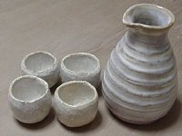 Japanese Ceramics - Sake Bottle and Cups